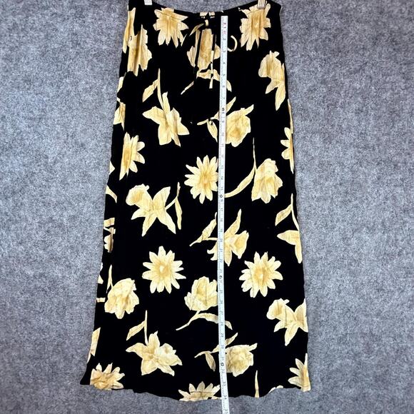Vintage 90s Clio Maxi Skirt Womens Medium Black Yellow Dark Romantic Soft Grunge - Picture 4 of 6